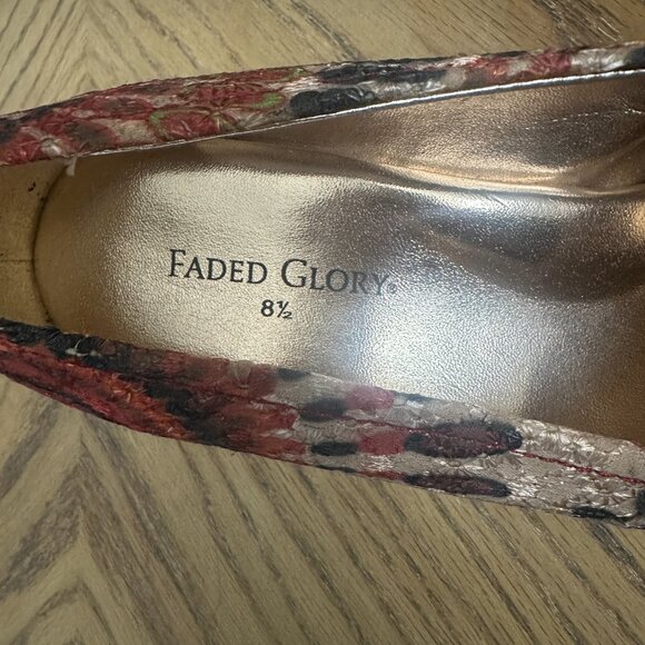 Faded Glory Open Toe Sandal Shoes Cork Wedge Heels Tie Dye Boho Size 8.5 M - Picture 2 of 10